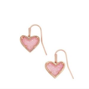 Kendra Scott Rosegold Drusy Heart Earrings